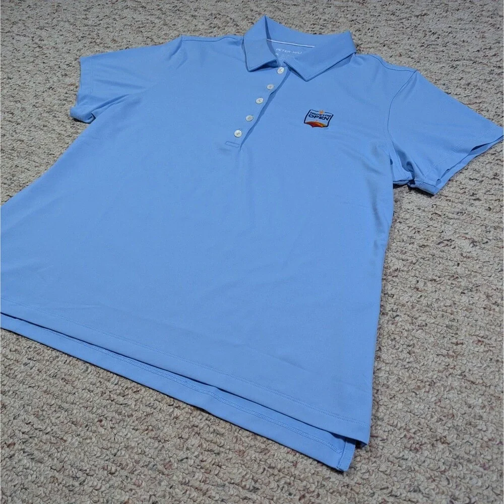 Peter Millar Houston Open Golf Polo Shirt UPF 50+ Womens XL Blue Short Sleeve - Picture 4 of 6